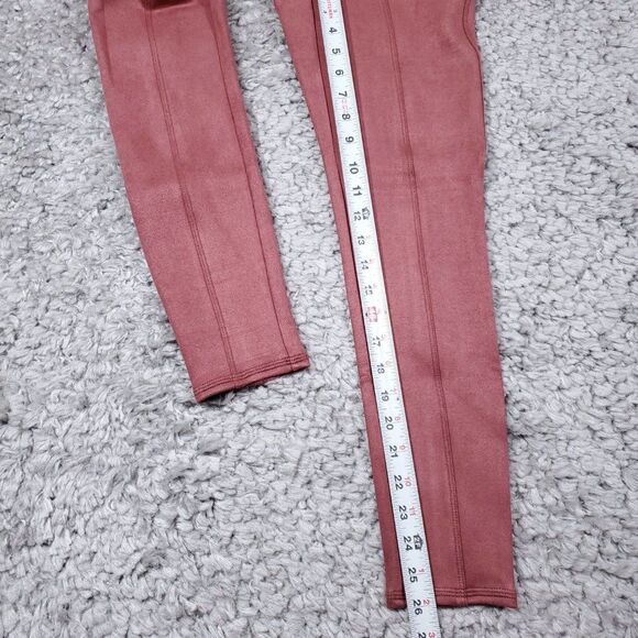 READ Spanx Faux Suede Leggings Rich Rose Pink Size Small Petite Pull On - Picture 11 of 12